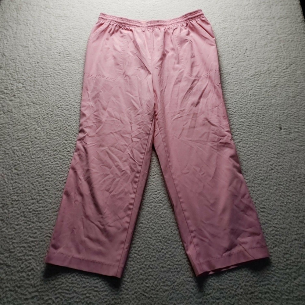 Koret Pants Womens PL Pink Cropped Pull On Elastic Waist Straight Leg Casual